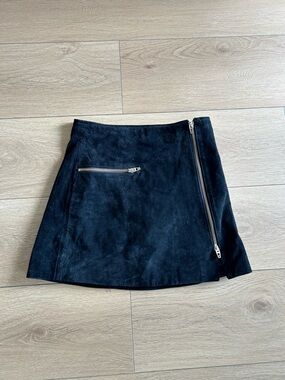 Blank NYC Black Suede Mini Skirt with Zip Details